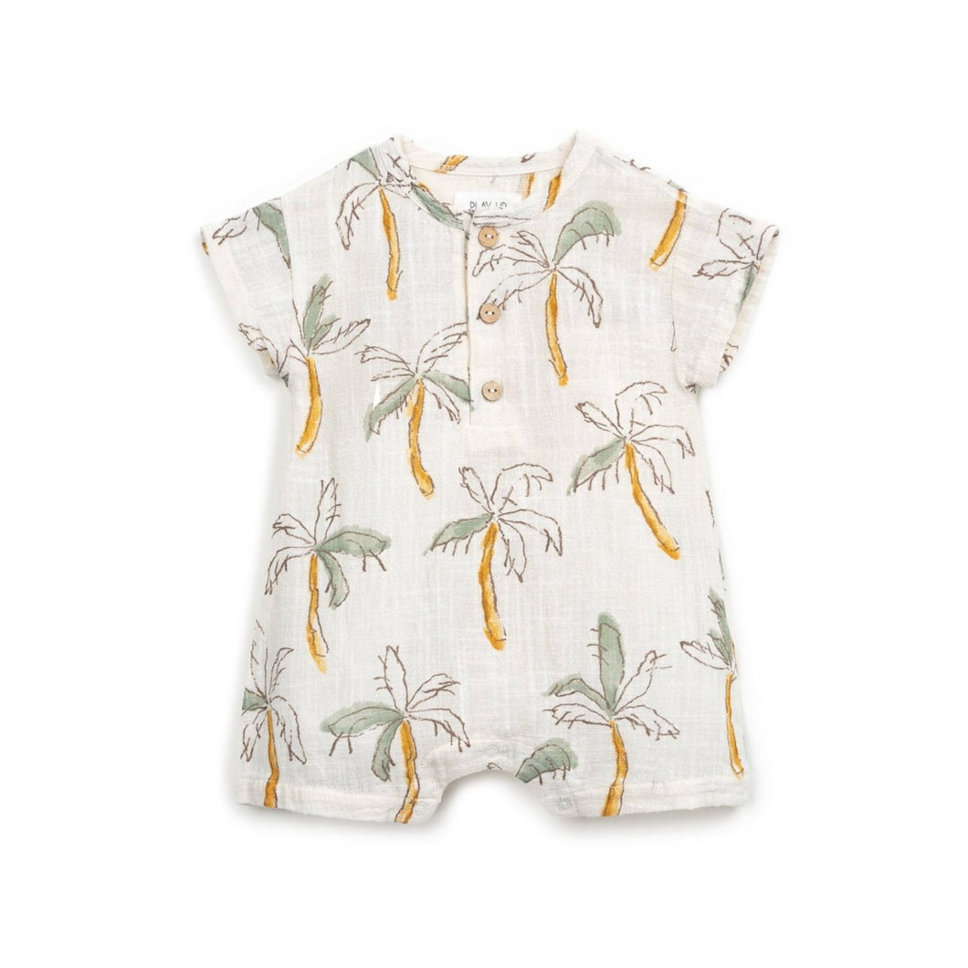 Play Up - Short Sleeve Jumpsuit with Palm Trees Print