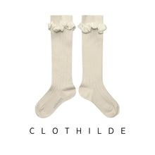 Load image into Gallery viewer, [預購] Collegien | Clothilde - Velvet-Trim Ribbed Knee Socks (Lamb)
