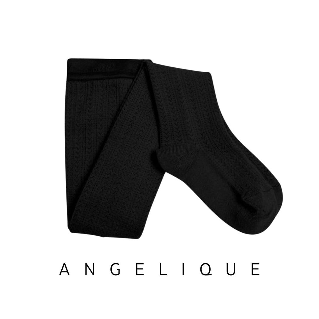 [預購] Collegien | Angelique - Pointelle Merino Wool Tights - (Black)