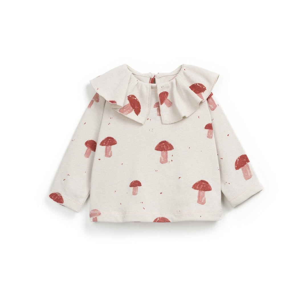 [預購] PLAY UP - T-Shirt with Red Mushroom Print Collar