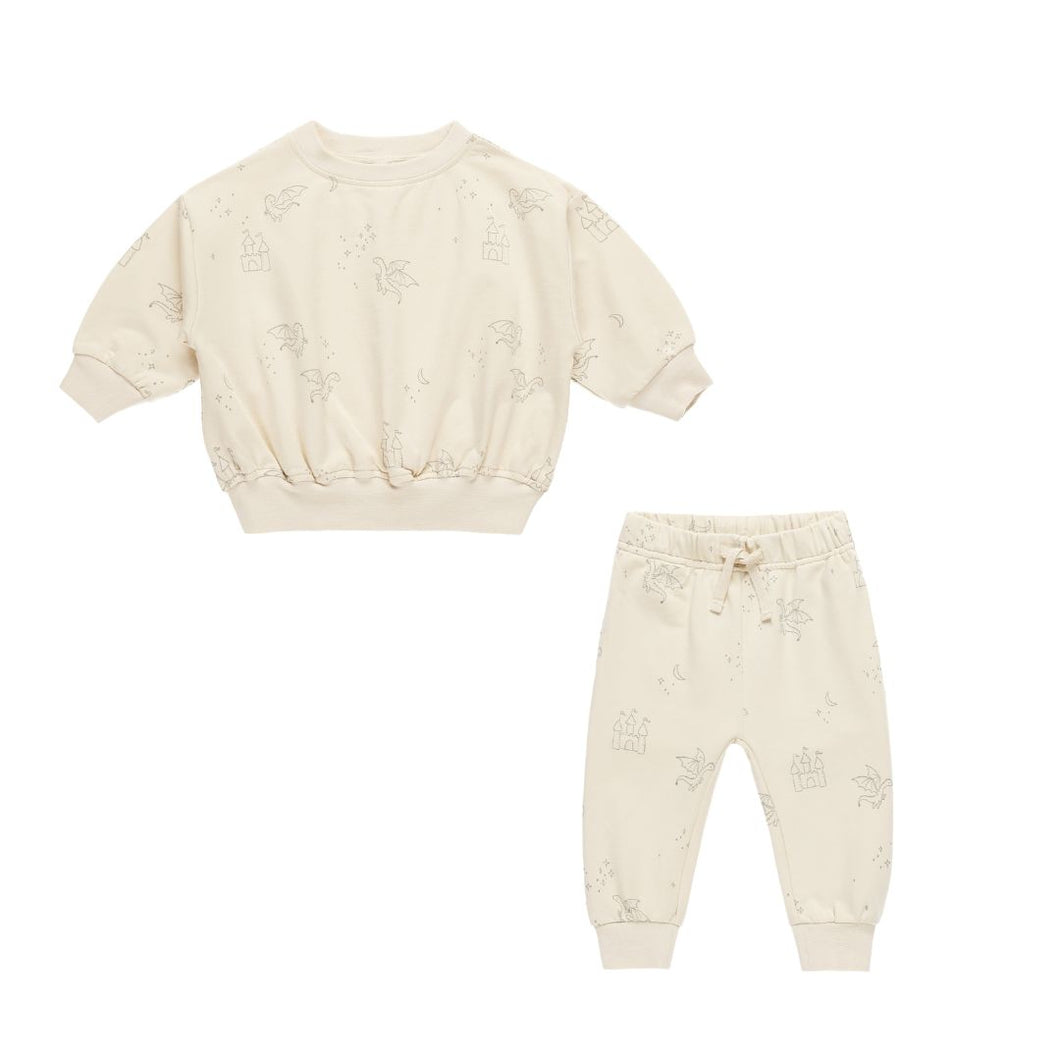 Quincy Mae - Relaxed Sweatshirt + Sweatpant Set (Dragons)