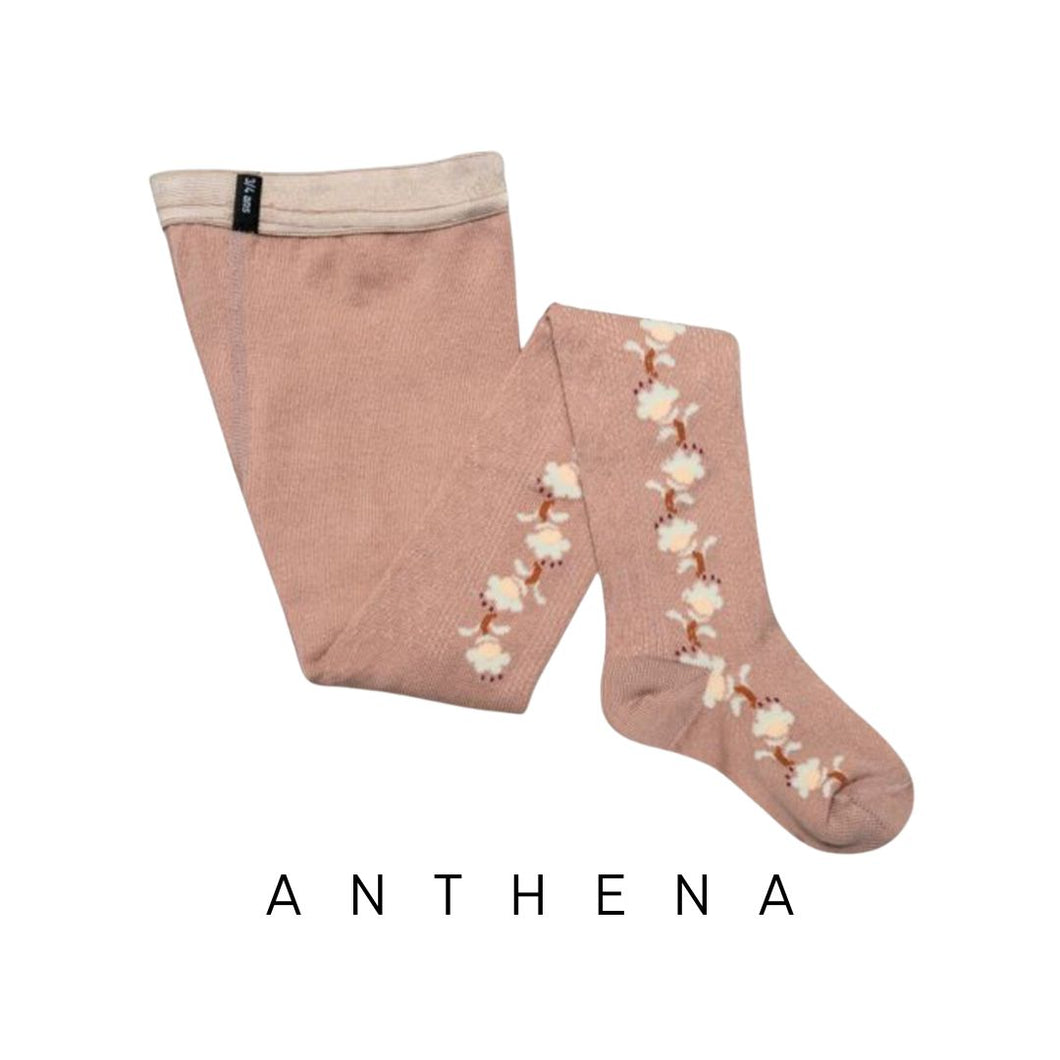 [預購] Collegien | Anthena - Jacquard Flower Pointelle Tights - Rose