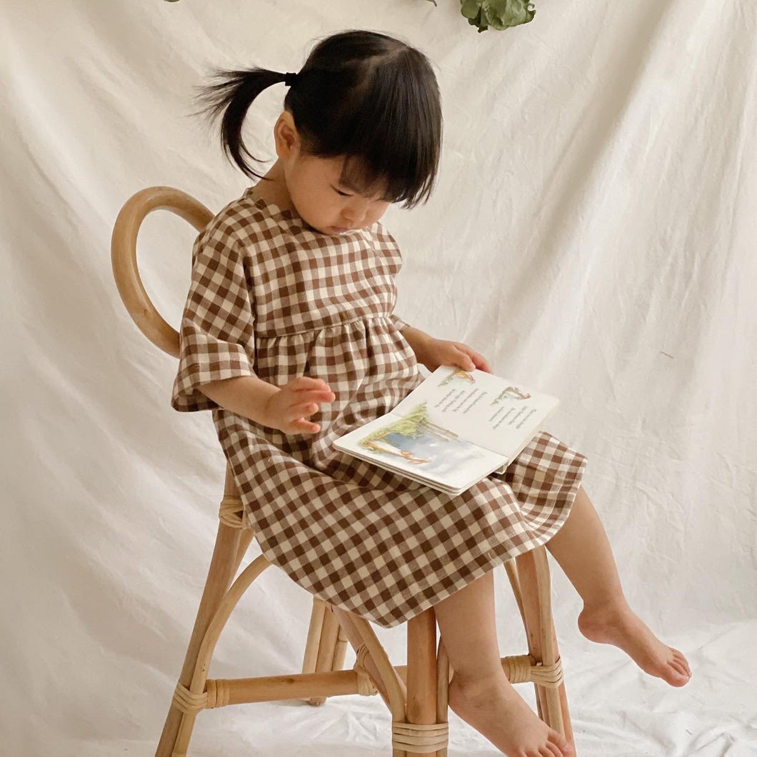 Organic Zoo - Chestnut Gingham Gather Dress