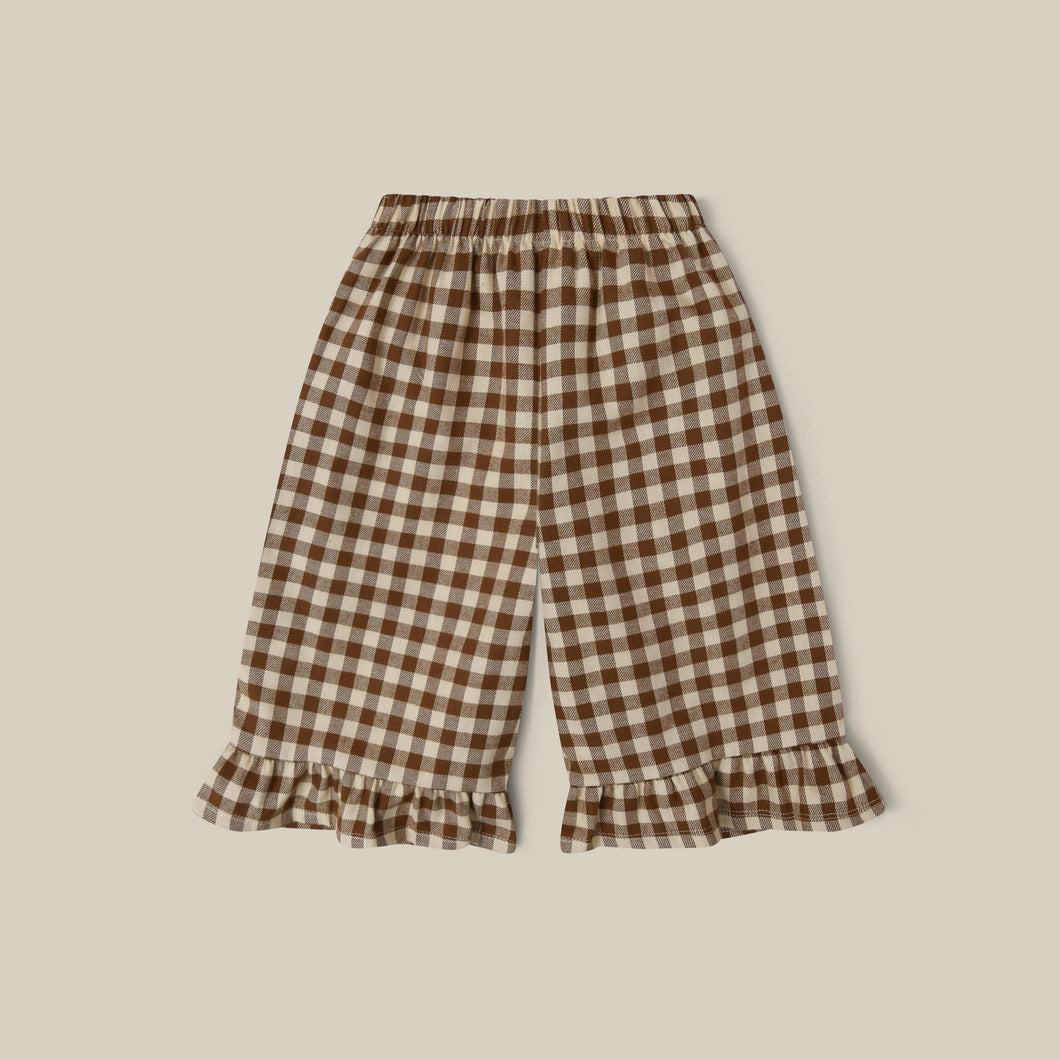 Organic Zoo - Chestnut Gingham Frill Culottes