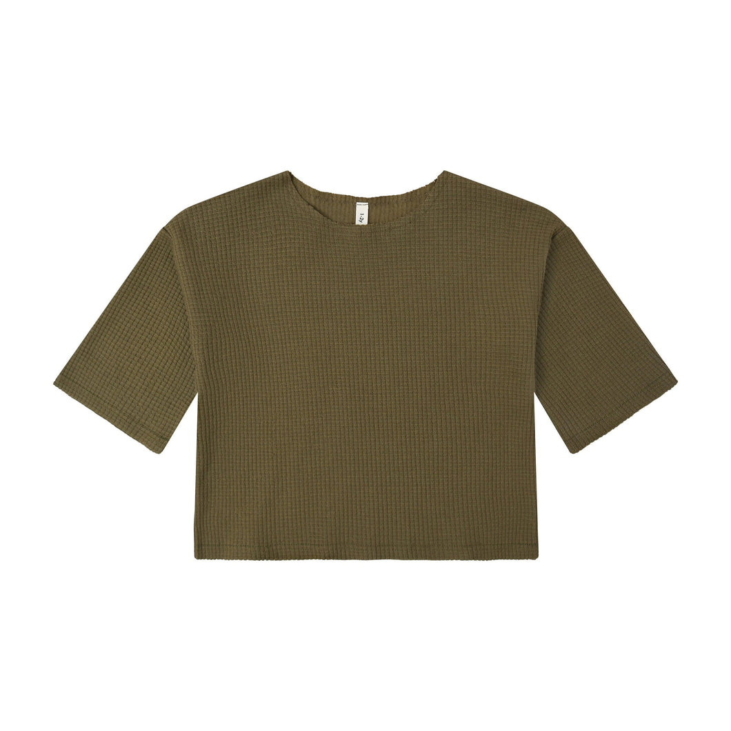 Organic Zoo - Olive Waffle Boxy Sweatshirt