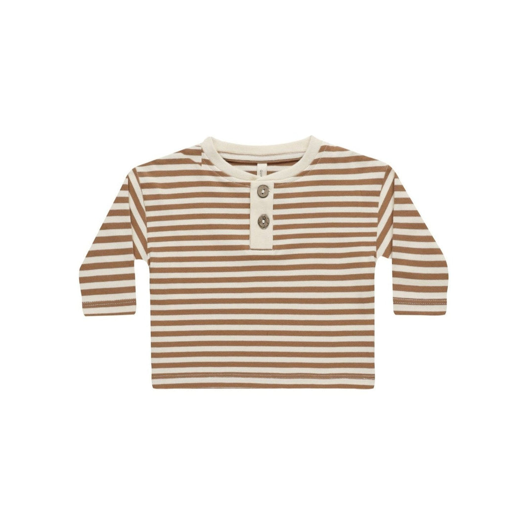 Quincy Mae - Long Sleeve Henly Tee (Cinnamon Stripe)