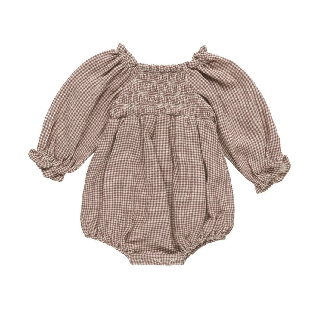 Quincy Mae - Eden Romper (Plum Gingham)