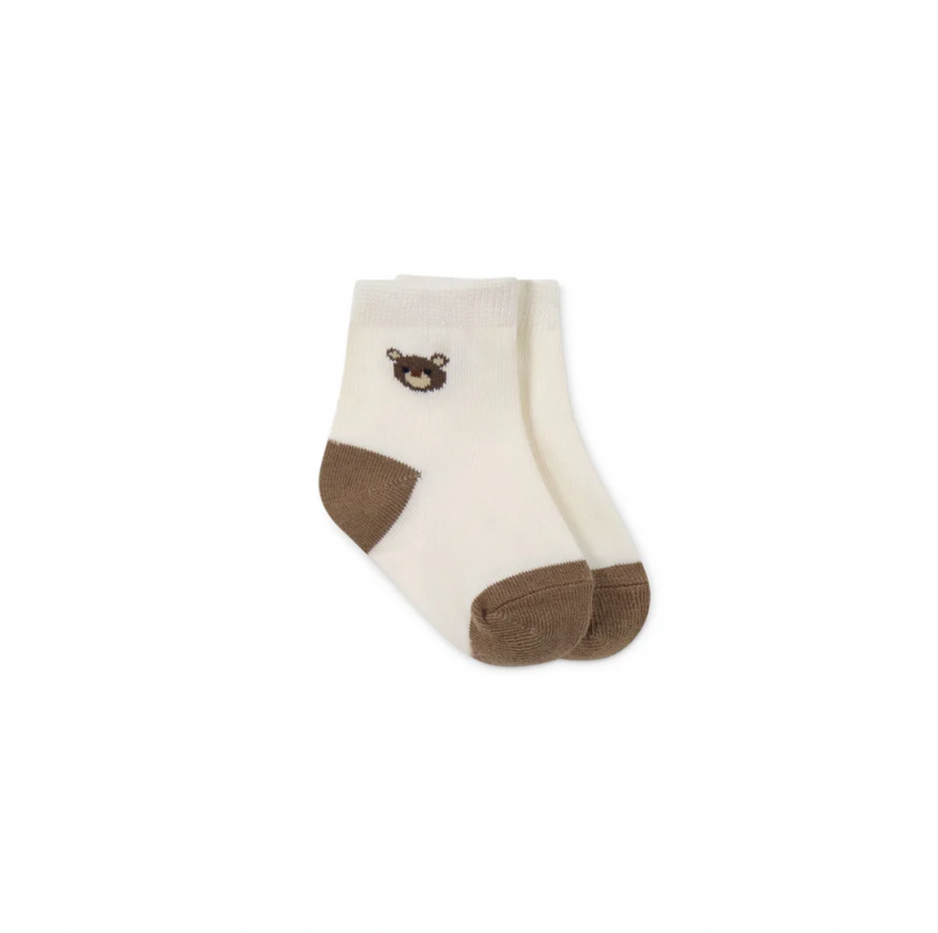 Jamie Kay - Bobbie Bear Crew Socks - Jacquard Bobbie Bear Cloud/Balm