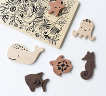 Load image into Gallery viewer, Wee Gallery - Wooden Tray Puzzle (Ocean Animals)
