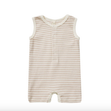 Load image into Gallery viewer, Quincy Mae - Ribbed Henly Romper (Oat Stripe)
