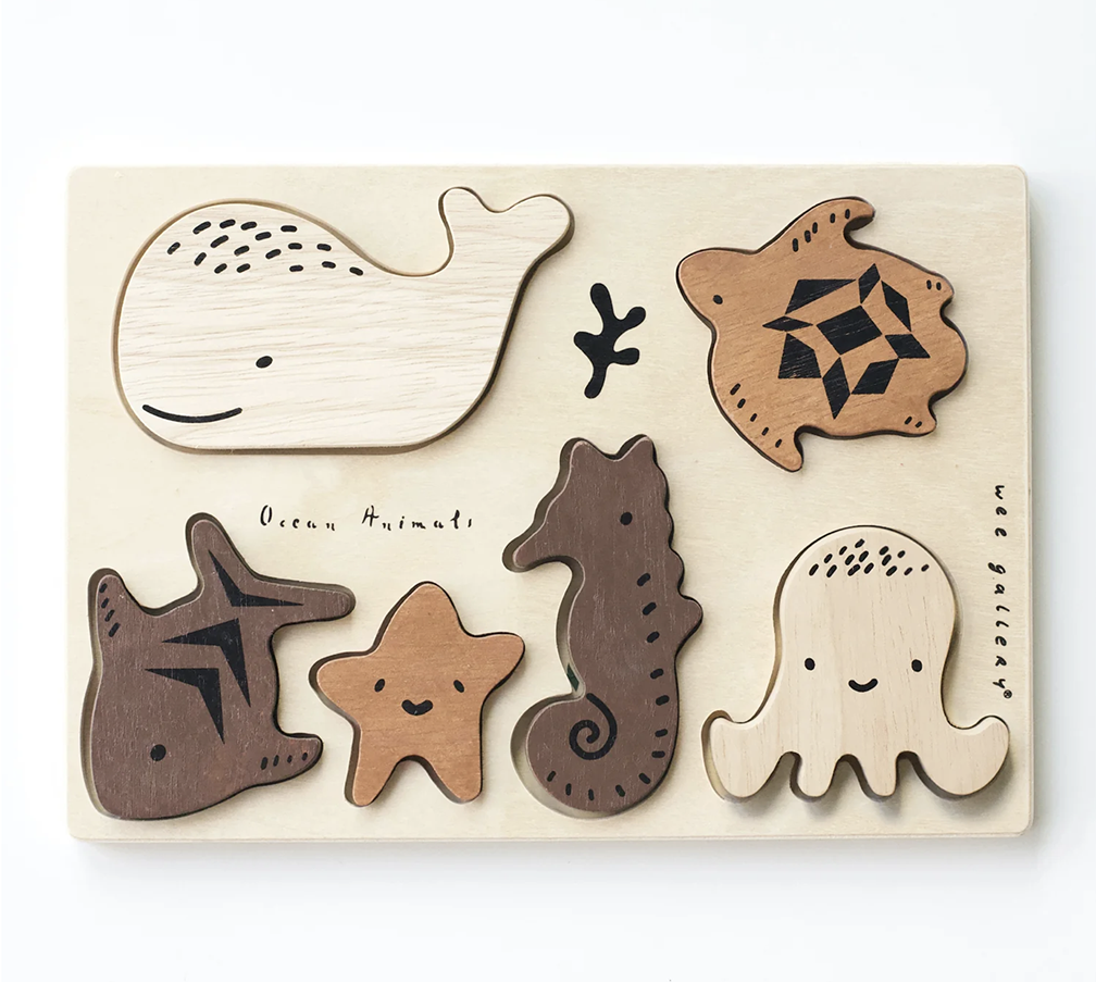 Wee Gallery - Wooden Tray Puzzle (Ocean Animals)