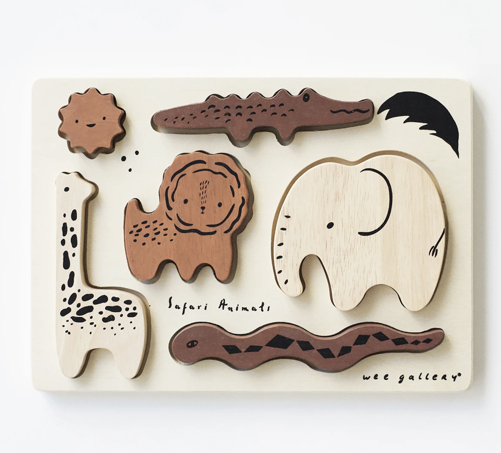 Wee Gallery - Wooden Tray Puzzle (Safari Animals)